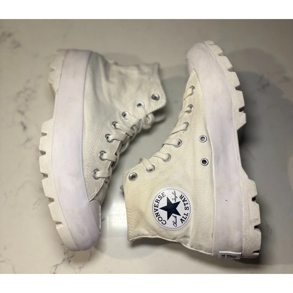 Converse Chuck Taylor All Star Lugged High Top Sneakers White Canvas Platform 8